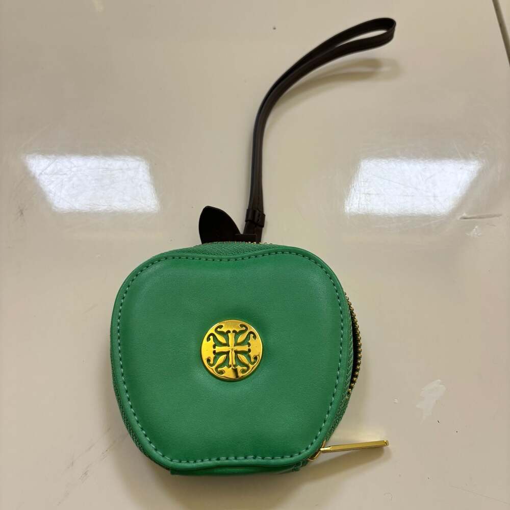 Rustic Cuff Green Apple Coin Pouch Wristlet with Gold Tone Hardware